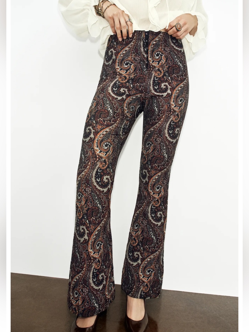 Zara JACQUARD FLARE PANTS